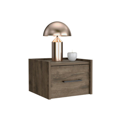 Floating Nightstand with Drawer, Wall Mounted Bedside Table, Dark Brown Finish