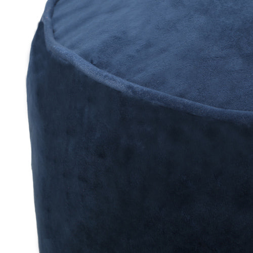 Cobalt Blue Cylinder Pouf Ottoman, 16 inch Floor Cushion with Polystyrene Bead Filling, 200 LBS Capacity