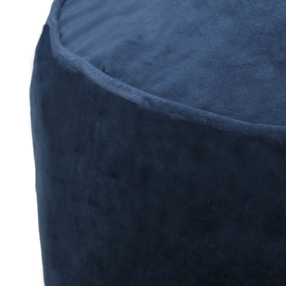 Cobalt Blue Cylinder Pouf Ottoman, 16 inch Floor Cushion with Polystyrene Bead Filling, 200 LBS Capacity
