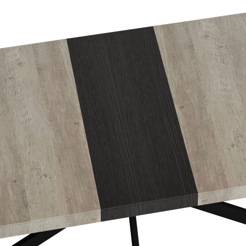 Extendable Rectangular Dining Table with Storage Box and Metal Base