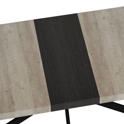 Extendable Rectangular Dining Table with Storage Box and Metal Base