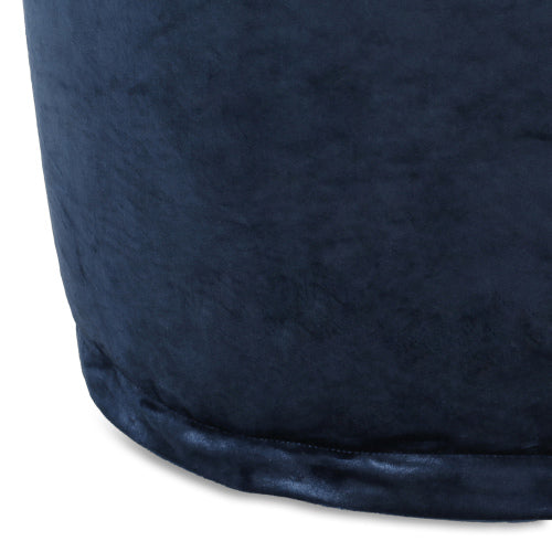 Cobalt Blue Cylinder Pouf Ottoman, 16 inch Floor Cushion with Polystyrene Bead Filling, 200 LBS Capacity