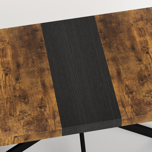 55.11inch-70.86inch Extendable Dining Table with Storage Box, Brown Wood Top