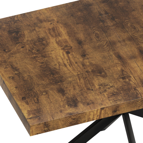 55.11inch-70.86inch Extendable Dining Table with Storage Box, Brown Wood Top