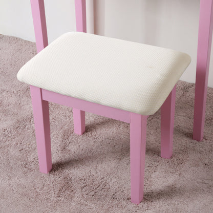 Vanity Table and Stool Set, Pink