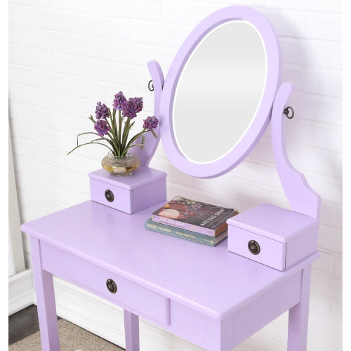 Vanity Table and Stool Set, Purple