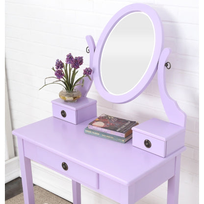 Vanity Table and Stool Set, Purple