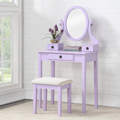 Vanity Table and Stool Set, Purple