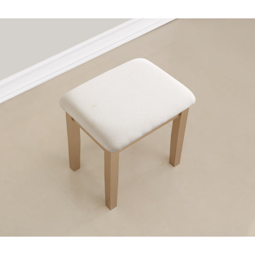 Wood Moniya Makeup Vanity Table and Stool Set, Gold