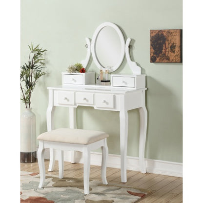 Make-Up Vanity Table and Stool Set, White