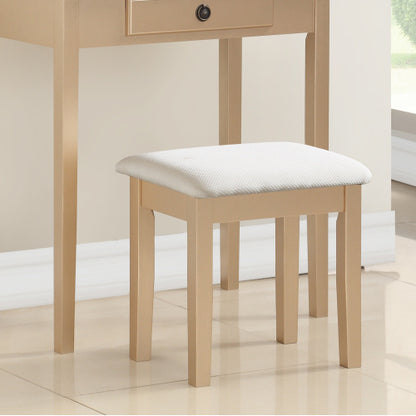 Wood Moniya Makeup Vanity Table and Stool Set, Gold