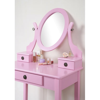Vanity Table and Stool Set, Pink