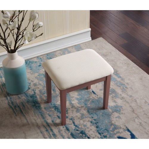 Moniya Rose Gold Wood Makeup Vanity Table and Stool Set, 3 Drawers, Adjustable Oval Mirror