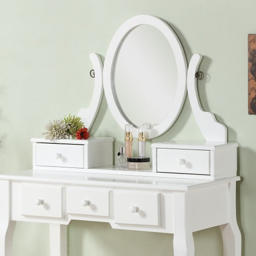 Make-Up Vanity Table and Stool Set, White
