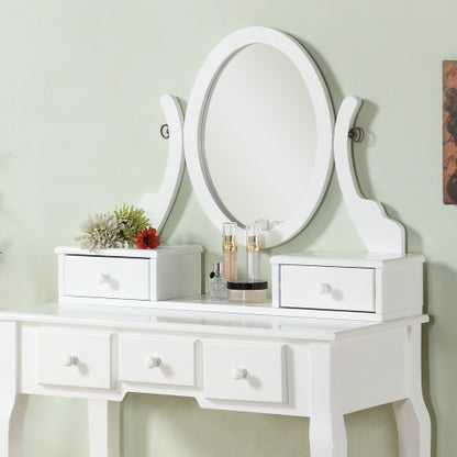 Make-Up Vanity Table and Stool Set, White