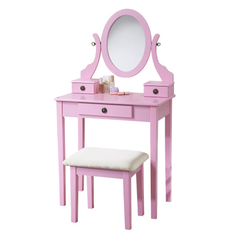 Vanity Table and Stool Set, Pink