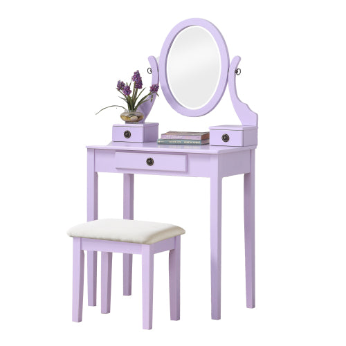 Vanity Table and Stool Set, Purple