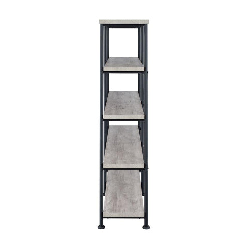 4-shelf Open Bookcase in Grey Driftwood and Black