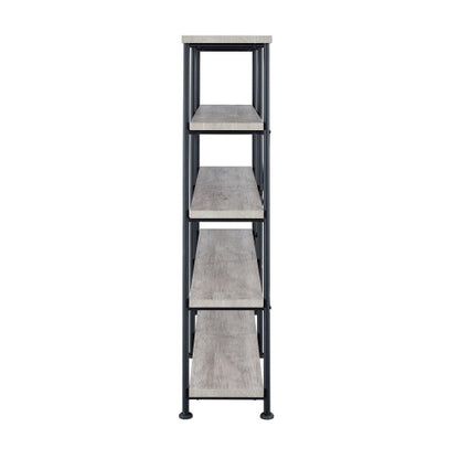 4-shelf Open Bookcase in Grey Driftwood and Black