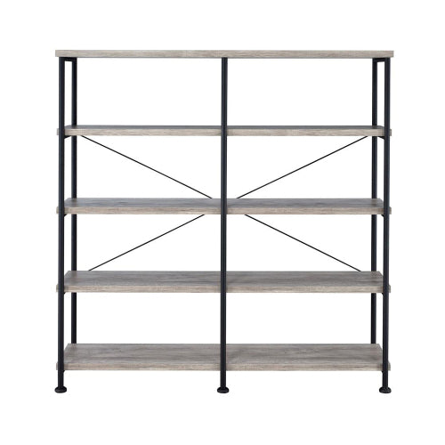 4-shelf Open Bookcase in Grey Driftwood and Black