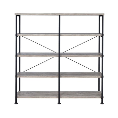 4-shelf Open Bookcase in Grey Driftwood and Black