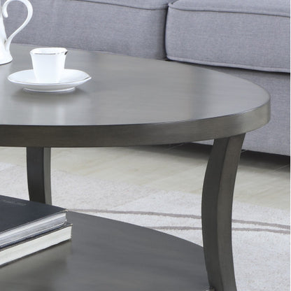 48inch  Oval Coffee Table with Shelf, Gray Finish
