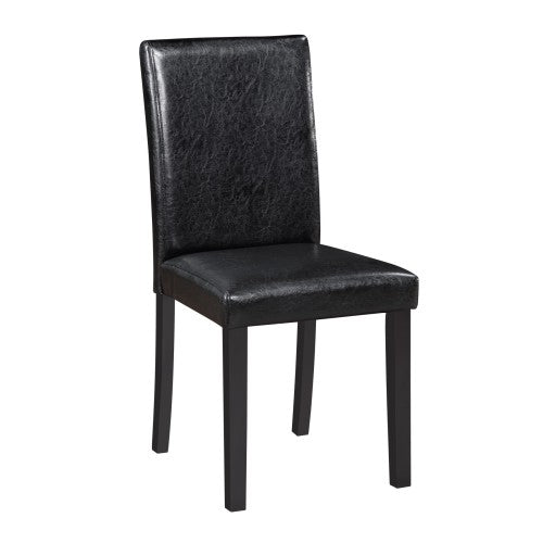 Set of 4 Black Solid Wood Dining Chairs, Waterproof PU Leather Padded Seat, Ergonomic High Back, 330lbs Load