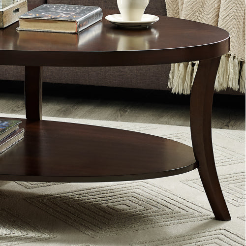 48inch  Oval Coffee Table with Shelf, Espresso Finish