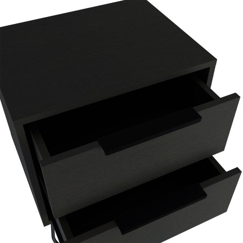 2-Pack Black Nightstand with Hairpin Legs