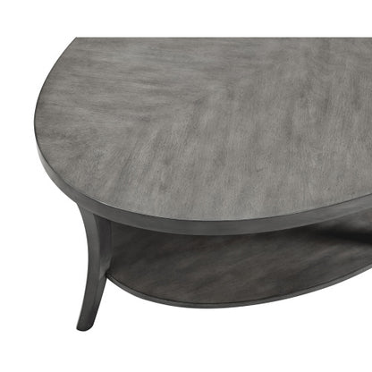 48inch  Oval Coffee Table with Shelf, Gray Finish
