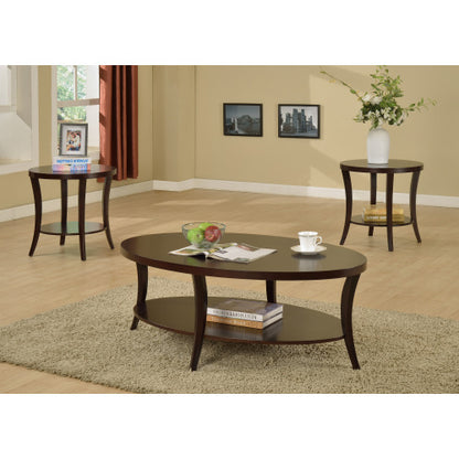 48inch  Oval Coffee Table with Shelf, Espresso Finish
