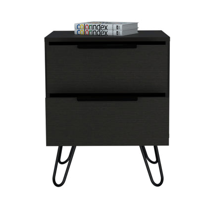 2-Pack Black Nightstand with Hairpin Legs