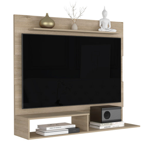 43.3 Inch Light Pine Floating Wall Mount Entertainment Center for TVs Up To 55 Inch