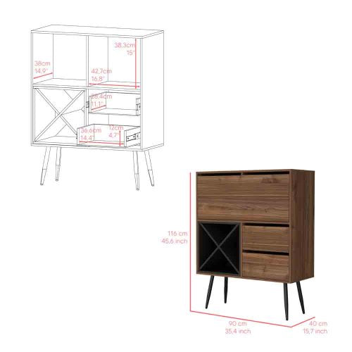 Bar, Living Room, Mahogany / Black