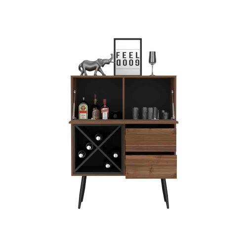 Bar, Living Room, Mahogany / Black