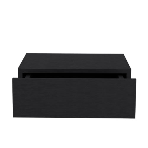 Black Wall-Mounted Floating Nightstand with Drawer