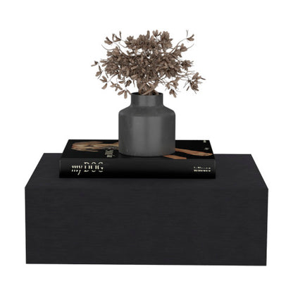 Black Wall-Mounted Floating Nightstand with Drawer