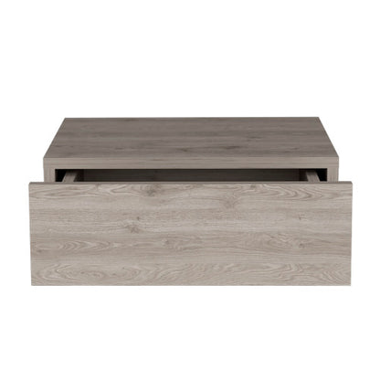 Light Gray Wall-Mounted Floating Nightstand with Drawer