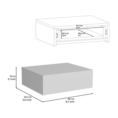 White Wall-Mounted Floating Nightstand with Drawer