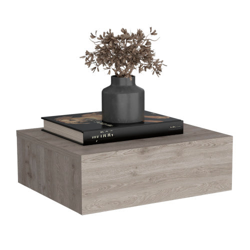 Light Gray Wall-Mounted Floating Nightstand with Drawer