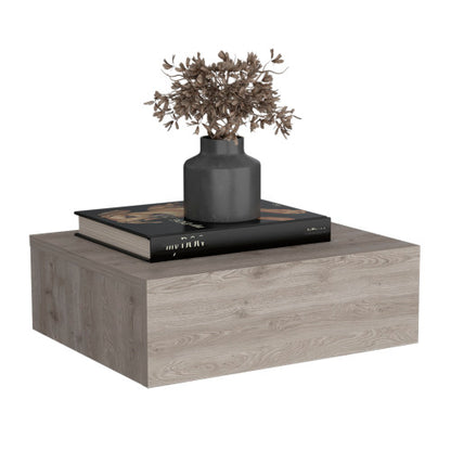 Light Gray Wall-Mounted Floating Nightstand with Drawer