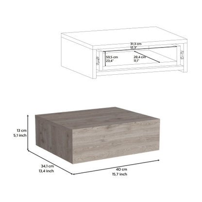 Light Gray Wall-Mounted Floating Nightstand with Drawer