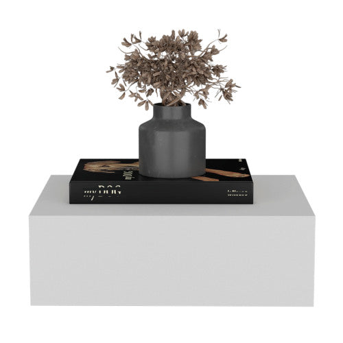 White Wall-Mounted Floating Nightstand with Drawer