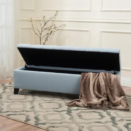 51 inch Diamond Tufted Storage Ottoman Bench, Contemporary Button Tufted Soft Close Pressure Hinge Footrest