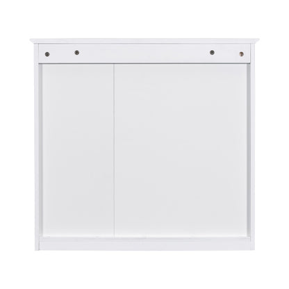 30'' Bathroom Vanity with Top Sink, Modern Bathroom Storage Cabinet with 2 Drawers and a Tip-out Drawer, Freestanding Vanity Set with Mirror Cabinet, Single Sink Bathroom Vanity
