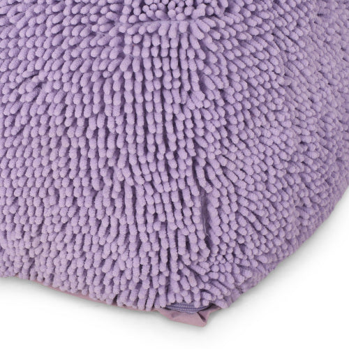 Lavender Spongy Microfiber Square Ottoman Pouf, Plush Chenille Floor Foot Stool for Bedroom Living Room