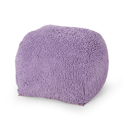 Lavender Spongy Microfiber Square Ottoman Pouf, Plush Chenille Floor Foot Stool for Bedroom Living Room