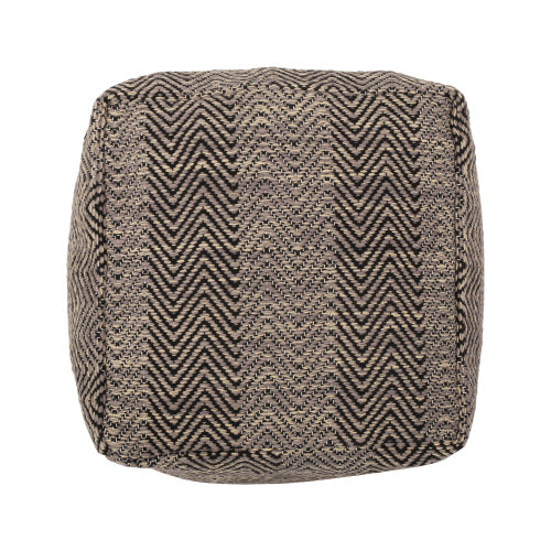 Brown & Beige Handcrafted Chevron Cotton Ottoman Pouf, Zigzag Pattern Decorative Floor Footrest