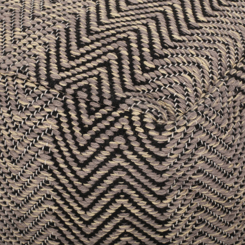 Brown & Beige Handcrafted Chevron Cotton Ottoman Pouf, Zigzag Pattern Decorative Floor Footrest