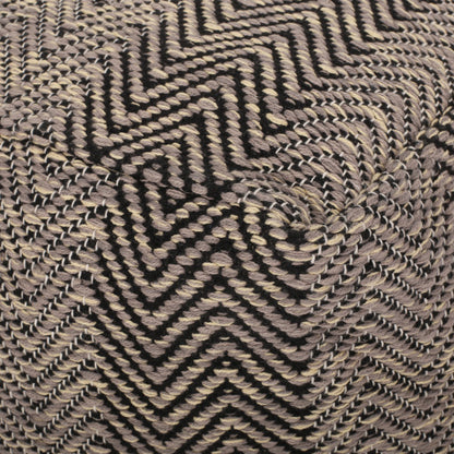 Brown & Beige Handcrafted Chevron Cotton Ottoman Pouf, Zigzag Pattern Decorative Floor Footrest